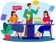 ilustración de reunión de trabajo en equipo